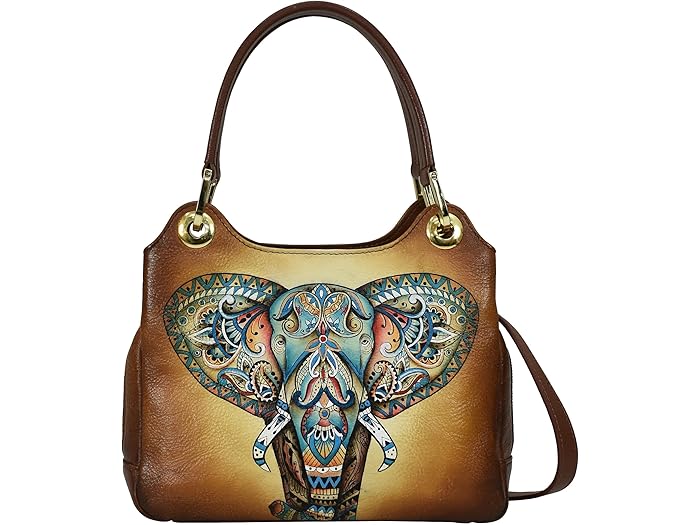 (取寄) アヌシュカ レディース サッチェル ウィズ クロスボディ ストラップ 708 Anuschka women Satchel with Crossbody Strap 708 Elephant Mandala