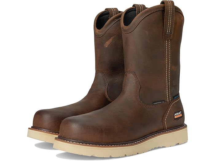 (取寄) アリアット メンズ リーバー ウェッジ プル-オン ウォータープルーフ コンポジット トゥ ワーク ブーツ Ariat men Rebar Wedge Pull-On Waterproof Composite Toe Work Boots Distressed Brown