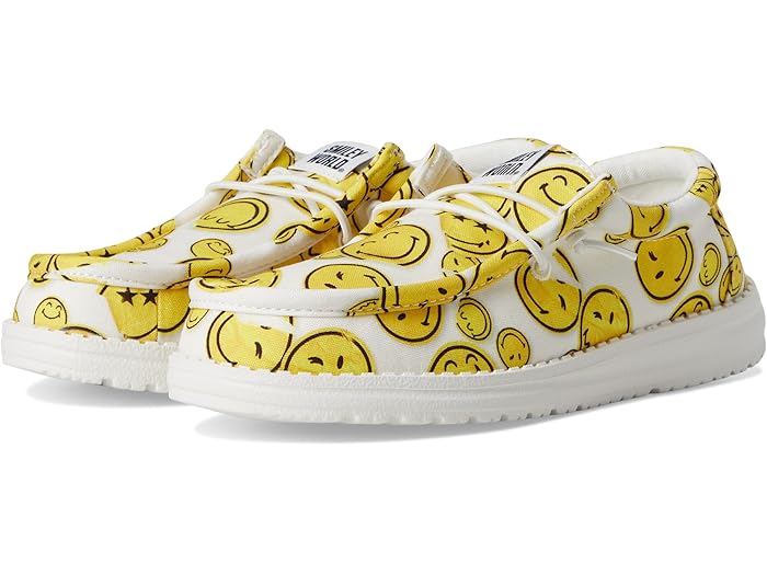 (取寄) ヘイデュードキッズ ボーイズ ウォーリー スマイリー (リトル キッド/ビッグ キッド) Hey Dude Kids boys Wally Smiley (Little Kid/Big Kid) White/Yellow画像