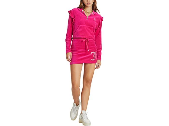 取寄 ジューシークチュール レディース ラッフル スリーブ 1 4 ジップ Juicy Couture Women Ruffle Sleeve Zip Free Love 逆輸入