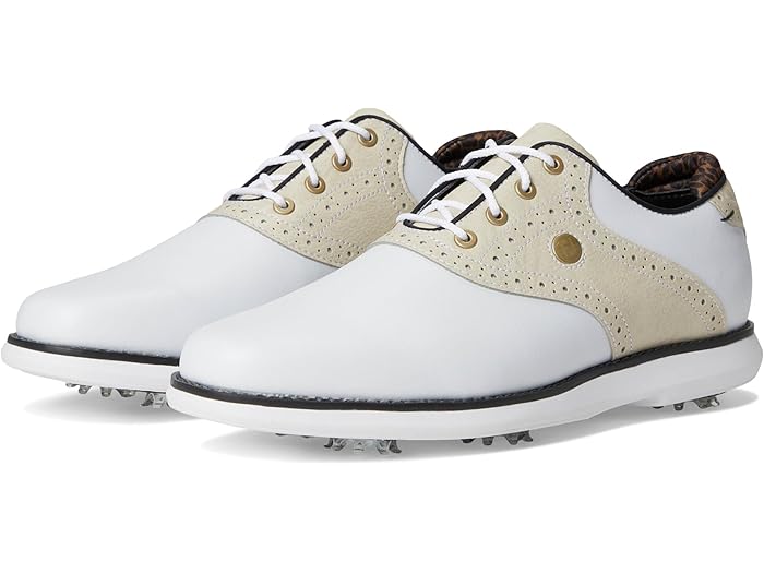 (取寄) フットジョイ ゴルフシューズ レディース トラディションズ - プリビアス シーズン 大きいサイズ FJ FootJoy women Traditions Golf Shoes- Previous Season White/Tan/Black