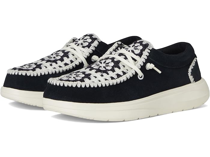 (取寄) ヘイ デュード レディース ウェンディ コンファ スエード クローシェ Hey Dude women Wendy COMF Suede Crochet Black/Multi