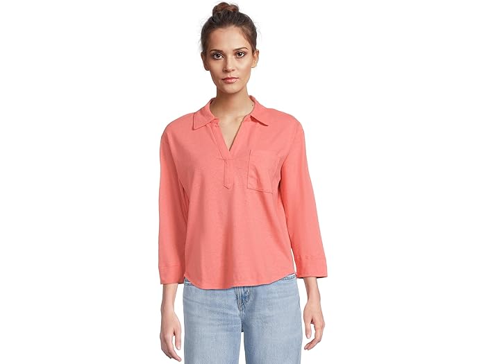 (取寄) エルエルビーン レディース コットン リネン ティー L.L.Bean women Cotton Linen Tee Splitneck Dark Salmon