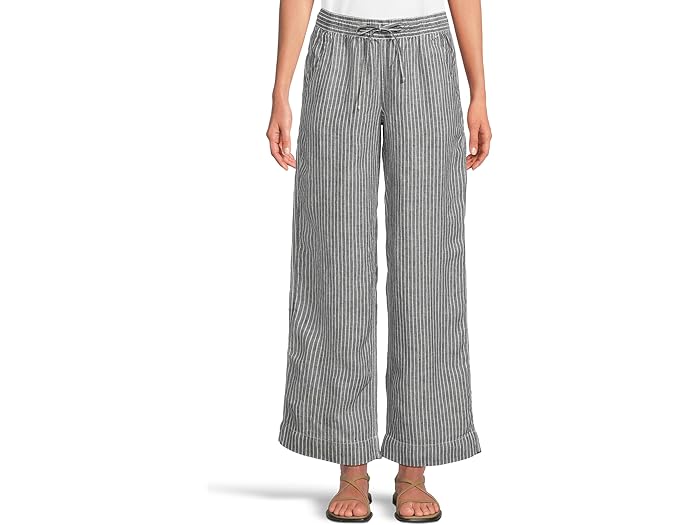 (取寄) エルエルビーン レディース プレミアム リネン ブリージー ストライプド プル-オン パンツ L.L.Bean women Premium Linen Breezy Striped Pull-On Pants Classic Navy 1