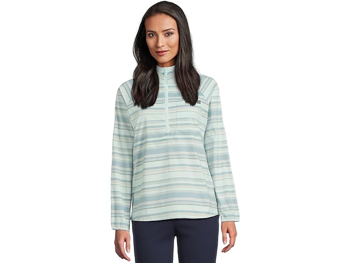 (取寄) エルエルビーン レディース エブリデイ クォーター-ジップ プルオーバー カラーブロック ウーブン シャツ L.L.Bean women Everyday SunSmart Quarter-Zip Pullover Colorblock Woven Shirt Cool Sea Blue Stripe