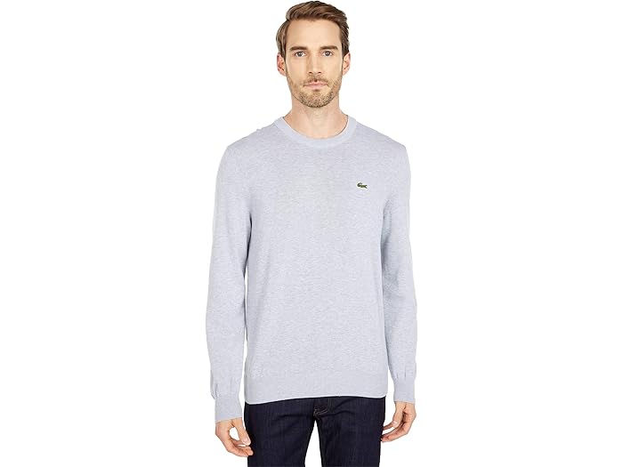 (取寄) ラコステ メンズ ロング スリーブ クルー ネック セーター Lacoste men Long Sleeve Crew Neck Sweater Silver Chine