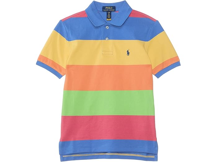 (取寄) ラルフローレン キッズ ボーイズ ストライプド コットン メッシュ ポロ シャツ (ビッグ キッド) Polo Ralph Lauren Kids boys Striped Cotton Mesh Polo Shirt (Big Kid) Blue Flower Multi/C7998