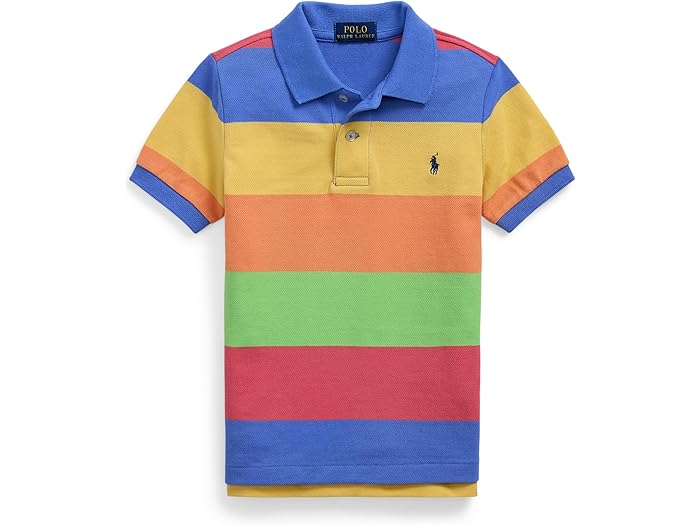 (取寄) ラルフローレン キッズ ボーイズ ストライプド コットン メッシュ ポロ シャツ (トドラー/リトル キッド) Polo Ralph Lauren Kids boys Striped Cotton Mesh Polo Shirt (Toddler/Little Kid) Blue Flower Multi/C7998