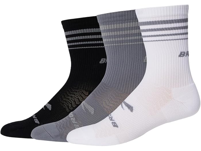 (取寄) ブルックス メンズ ラン-イン クルー 3-パック Brooks men Run-in Crew 3-pack Asphalt/White/ Black