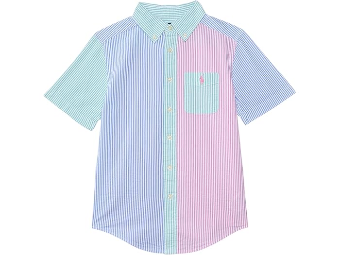 (取寄) ラルフローレン キッズ ボーイズ ストライプド コットン シアサッカー ファン シャツ (トドラー/リトル キッド) Polo Ralph Lauren Kids boys Striped Cotton Seersucker Fun Shirt (Toddler/Little Kid) B6750 Seersucker Stripe Funsh
