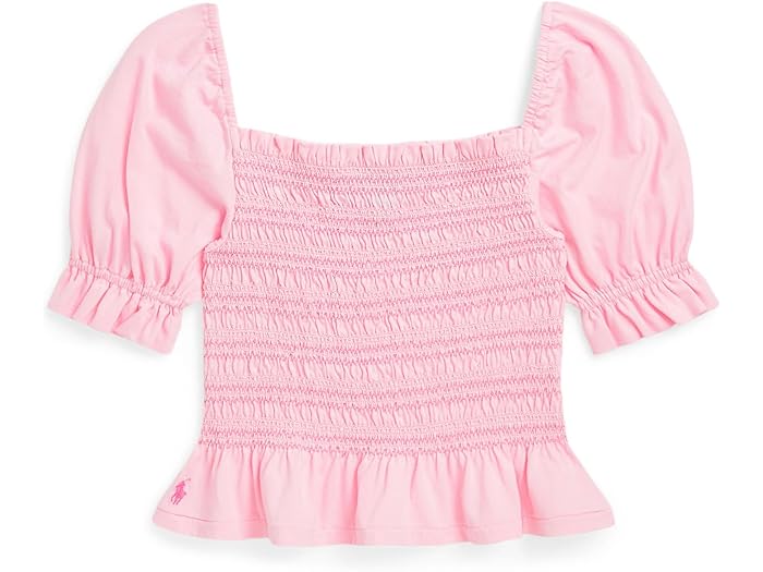 (取寄) ラルフローレン キッズ ガールズ スモック コットン ジャージ ペプラム トップ (ビッグ キッド) Polo Ralph Lauren Kids girls Smocked Cotton Jersey Peplum Top (Big Kid) Carmel Pink
