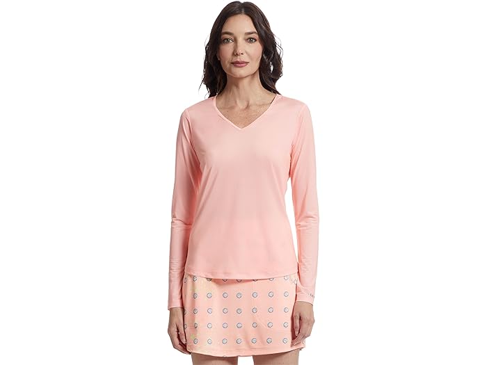 (取寄) ジェイミー サドック レディース ロング スリーブ サンセンス V-ネック ベース レイヤー トップ Jamie Sadock women Long Sleeve Sunsense V-Neck Base Layer Top Shell