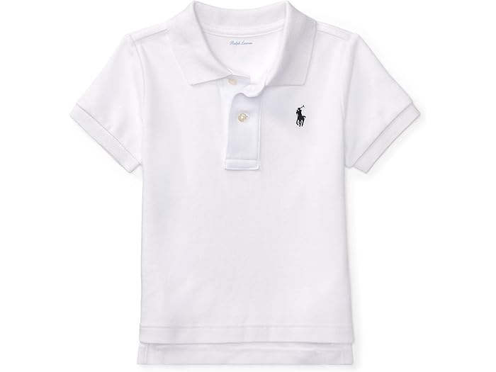 (取寄) ラルフローレン キッズ ボーイズ コットン インターロック ポロ シャツ (インファント) Polo Ralph Lauren Kids boys Cotton Interlock Polo Shirt (Infant) White