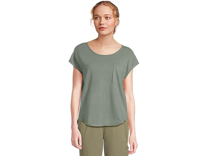 (取寄) エルエルビーン レディース コットン リネン ティー スクープ ネック L.L.Bean women Cotton Linen Tee Scoop Neck Sea Green