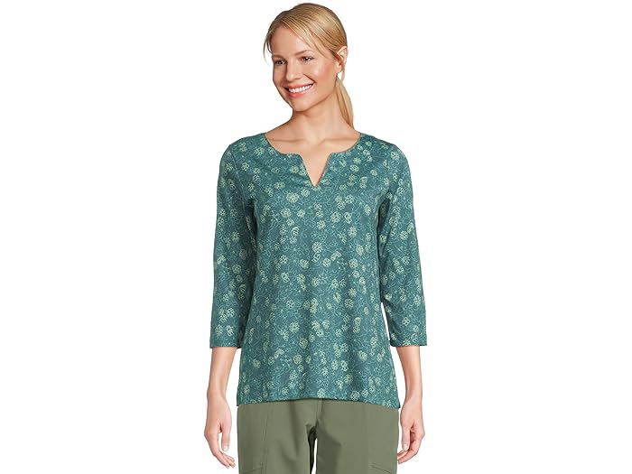 (取寄) エルエルビーン レディース ピマ トップス スプリットネック チュニック 3/4 スリーブ プリント L.L.Bean women Pima Tops Split-Neck Tunic 3/4 Sleeve Print Storm Teal Botanic Floral