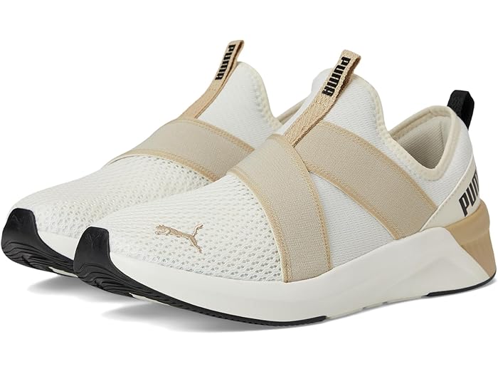 (取寄) プーマ レディース ソフトライド ハーリー スリッポン クロス トレーニング シューズ PUMA women Softride Harli Slip-On Cross Training Shoes Warm White-Toasted Almond-Puma Black