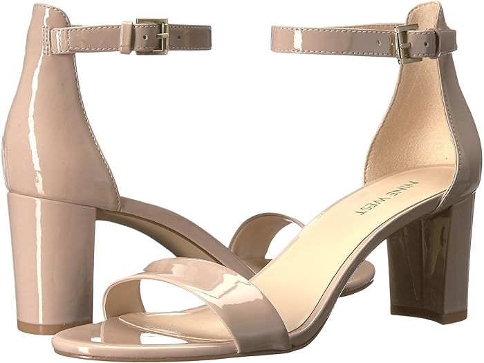 (取寄) ナインウエスト レディース プルース ブロック ヒール サンダル Nine West women Pruce Block Heel Sandal Natural Sleek Patent PU