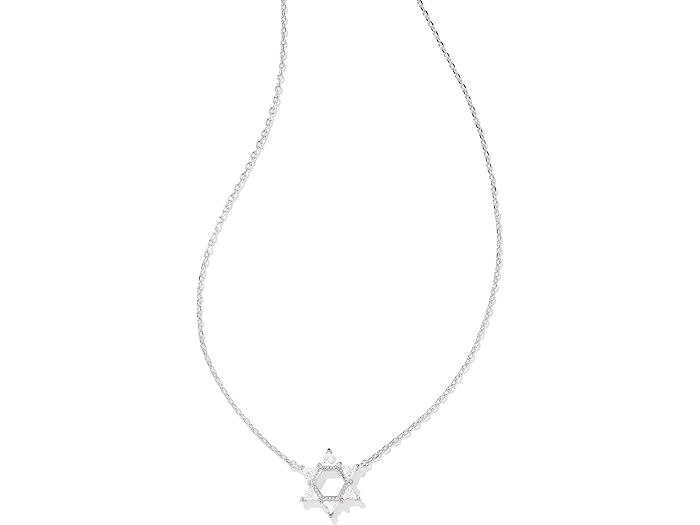 (取寄) ケンドラスコット レディース スター オブ ダビデ クリスタル ショート ペンダント ネックレス Kendra Scott women Star of David Crystal Short Pendant Necklace Silver White Crystal