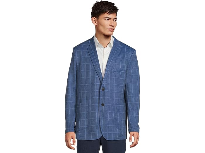 (取寄) ジョンストン&マーフィー メンズ リラックスド-フィット ニット ブレーザー Johnston & Murphy men Relaxed Knit Blazer Blue Plaid