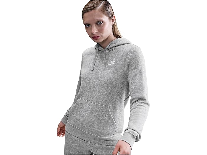 (取寄) ナイキ レディース スポーツウェア クラブ フリース プルオーバー ブーディ Nike women Sportswear Club Fleece Standar Pullover Hoodie Dark Grey Heather/White