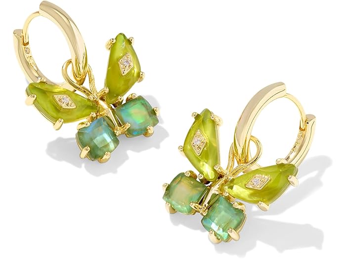(取寄) ケンドラスコット レディース ビアンカ バタフライ ハギー イヤリングス Kendra Scott women Bianca Butterfly Huggie Earrings Gold Green Mix