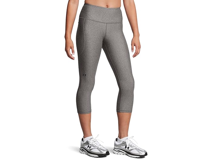 (取寄) アンダーアーマー レディース ヒートギア アーマー ハイウエスト ポケットド カプリ Under Armour women HeatGear Armour High-Waisted Pocketed Capris Charcoal Light Heather/Black
