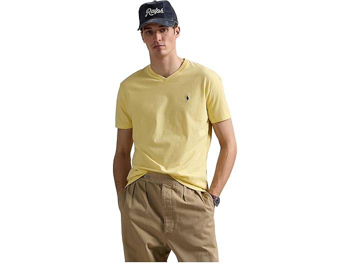 (取寄) ラルフローレン メンズ クラシック フィット ジャージ V-ネック Tシャツ Polo Ralph Lauren men Classic Fit Jersey V-Neck T-Shirt Wicket Yellow