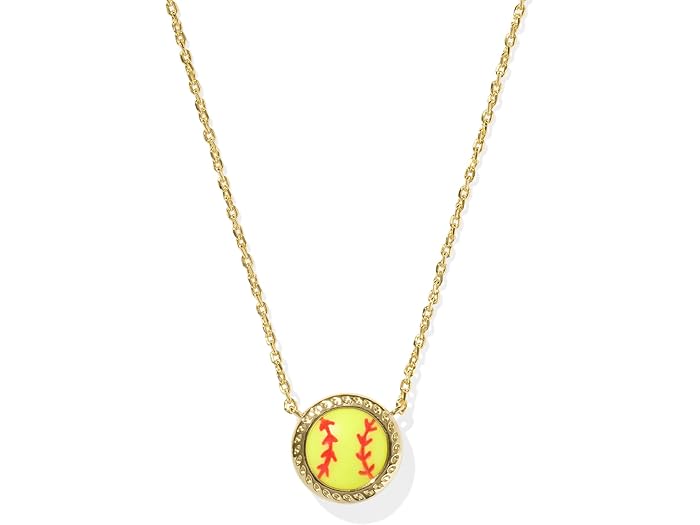 (取寄) ケンドラスコット レディース ソフトボール ショート ペンダント ネックレス Kendra Scott women Softball Short Pendant Necklace Gold Chartreuse Magnesite