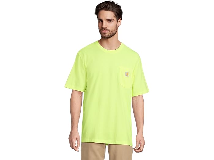 (取寄) カーハート メンズ ルーズ フィット ヘビーウェイト ショート スリーブ ポケット Tシャツ Carhartt men Loose Fit Heavyweight Short Sleeve Pocket T-Shirt Brite Lime