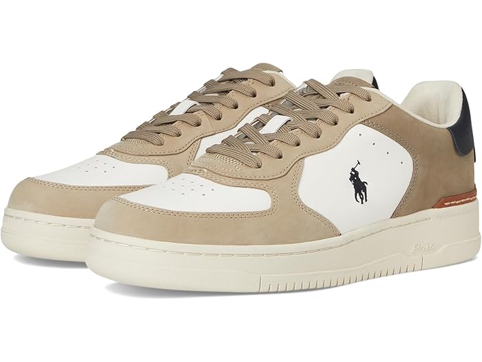 (取寄) ラルフローレン メンズ マスターズ コート ヌバック アンド レザー スニーカー Polo Ralph Lauren men Masters Court Nubuck & Leather Sneakers Deckwash White/Tonal Milkshake