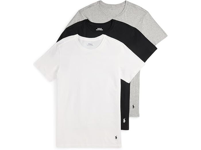 (取寄) ラルフローレン メンズ スリム フィット コットン クルー アンダーシャツ 3-パック Polo Ralph Lauren men Slim Fit Cotton Crew Undershirt 3-Pack White/Polo Black/Andover Heather