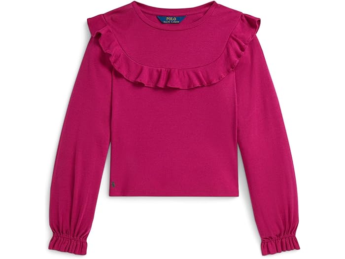 (取寄) ラルフローレン キッズ ガールズ ラッフルド トップ (ビッグ キッド) Polo Ralph Lauren Kids girls Ruffled Cotton-Modal Top (Big Kid) Preppy Pink