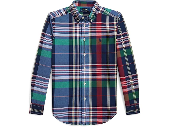 (取寄) ラルフローレン キッズ ボーイズ プレイド コットン オックスフォード シャツ (ビッグ キッド) Polo Ralph Lauren Kids boys Plaid Cotton Oxford Shirt (Big Kid) Blue/Red/Multi