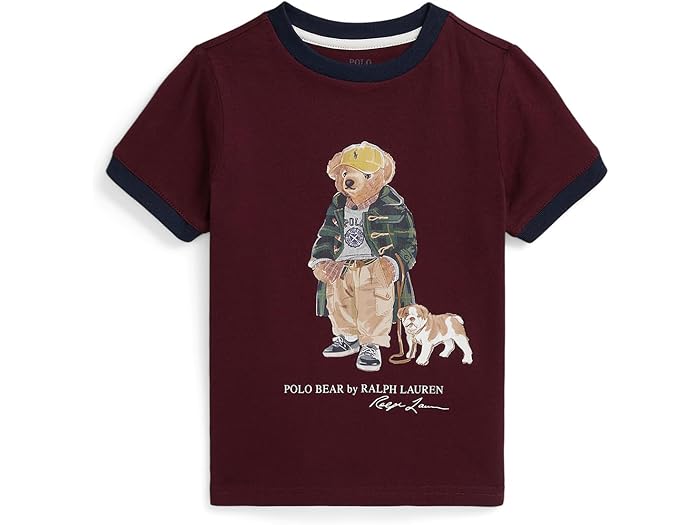 (取寄) ラルフローレン キッズ ボーイズ ポロ ベアー コットン リンガー ティー (トドラー/リトル キッド) Polo Ralph Lauren Kids boys Polo Bear Cotton Ringer Tee (Toddler/Little Kid) Classic Wine/Nevis