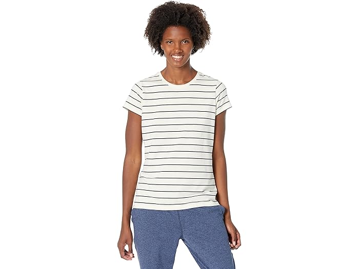 (取寄) エルエルビーン レディース ソフト ストレッチ スーピマ ティー クルー ネック ストライプド ショート スリーブ L.L.Bean women Soft Stretch Supima Tee Crew Neck Striped Short Sleeve Sailcloth/Classic Navy