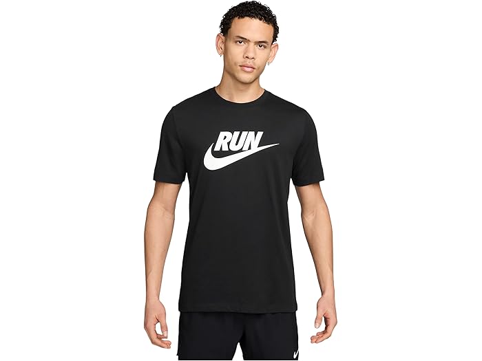 (取寄) ナイキ メンズ ドライ-フィット ラン スウォッシュ Tシャツ Nike men Dri-fit Run Swoosh T-shirt Black