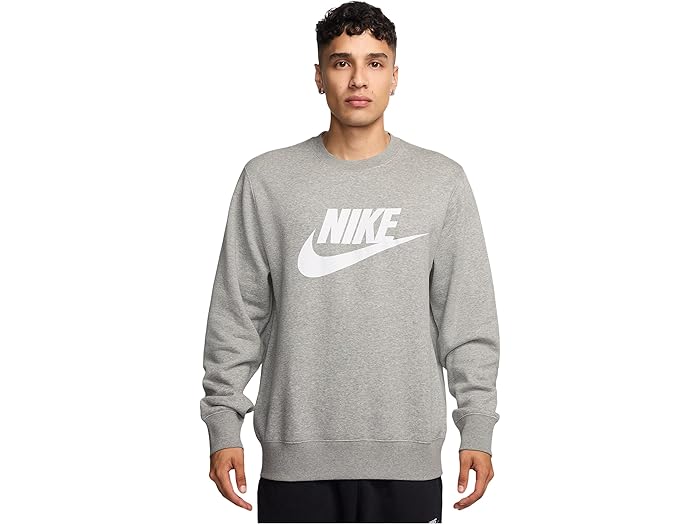 (取寄) ナイキ メンズ トレーナー クラブ ブラッシュ フリース クルー Nike men Club Brushed Fleece Crew Dark Grey Heather/White