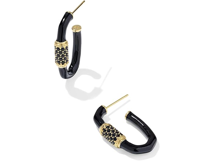 (取寄) ケンドラスコット レディース エメリー エナメル フープ イヤリングス Kendra Scott women Emery Enamel Hoop Earrings Black Crystal