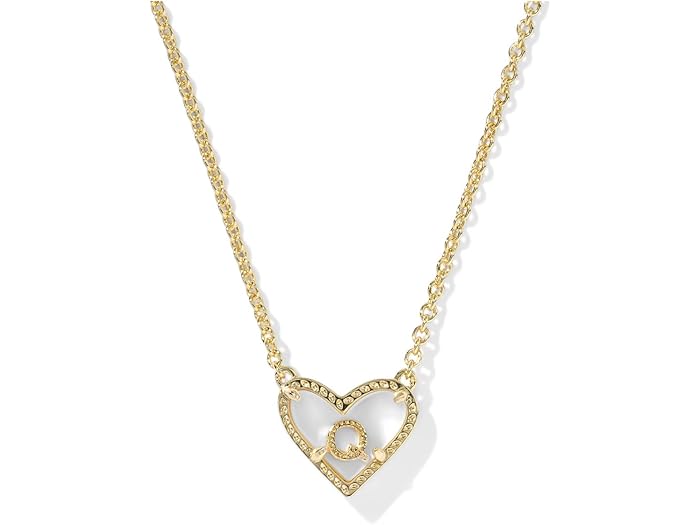 (取寄) ケンドラスコット レディース ハート レター Q ショート ペンダント ネックレス Kendra Scott women Heart Letter Q Short Pendant Necklace Gold Ivory Mother Of Pearl