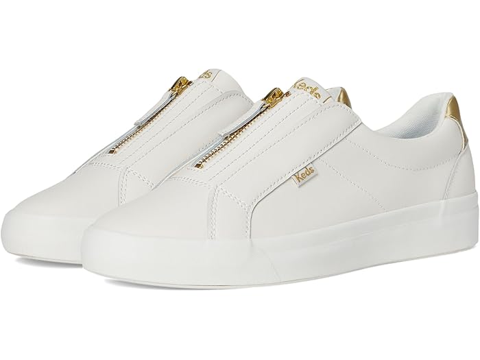 (取寄) ケッズ スニーカー レディース パシュート ジップ Keds women Pursuit Zip Snow White/Gold Leather