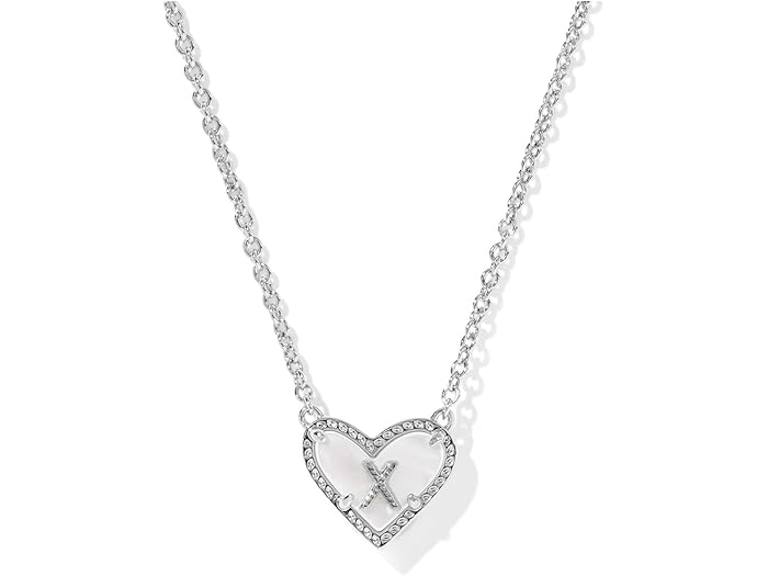 (取寄) ケンドラスコット レディース ハート レター X ショート ペンダント ネックレス Kendra Scott women Heart Letter X Short Pendant Necklace Silver Ivory Mother Of Pearl