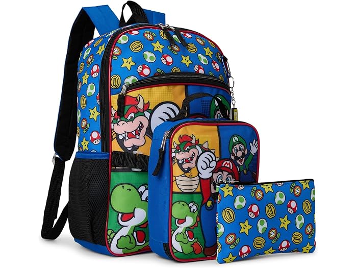 (取寄) キッズ スーパー マリオ ブロス 5-ピース バックパック セット (リトル キッド/ビッグ キッド) BIOWORLD Kids kids Super Mario Bros Power-Ups 5-Piece Backpack Set (Little Kid/Big Kid) Red
