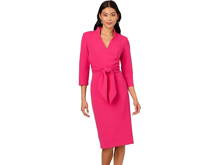(取寄) アドリアナ パぺル レディース フロント タイ ショート ドレス Adrianna Papell women Front Tie Short Dress Tropical Pink