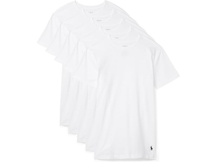 (取寄) ラルフローレン メンズ 5 パック スリム フィット クルーズ Polo Ralph Lauren men 5 Pack Slim Fit Crews 5 White/Cruise Navy