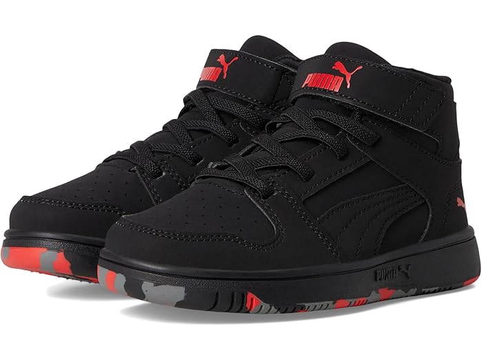 (取寄) プーマ キッズ キッズ リバウンド レイアップ ミッド フック アンド ループ シューズ (リトル キッド) PUMA Kids kids Rebound Layup Mid Hook And Loop Shoes (Little Kid) Black/For All Time Red/Cool Dark Gray