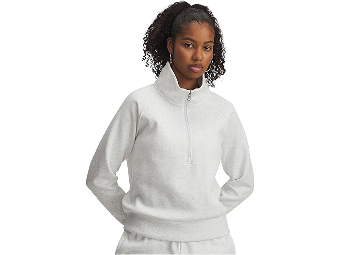 (取寄) アンダーアーマー レディース ライバル フリース 1/2 ジップ Under Armour women Rival Fleece 1/2 Zip Distant Gray/White