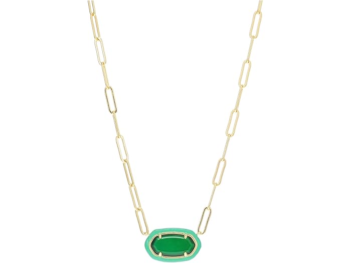 (取寄) ケンドラスコット レディース イライザ エナメル フレーム ペーパークリップ ネックレス Kendra Scott women Elisa Enamel Frame Paperclip Necklace Gold Emerald Illusion