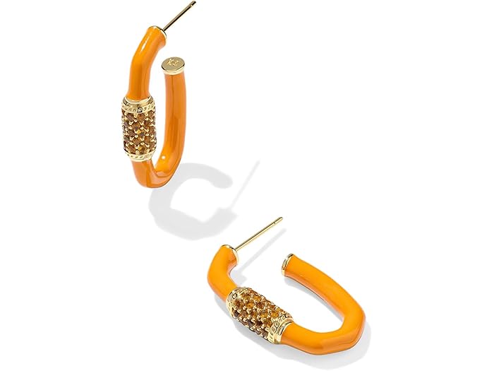 (取寄) ケンドラスコット レディース エメリー エナメル フープ イヤリングス Kendra Scott women Emery Enamel Hoop Earrings Golden Yellow Crystal 1