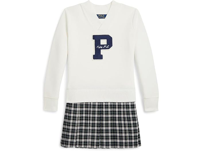 (取寄) ラルフローレン キッズ ガールズ レターマン フリース スウェットシャツ ドレス (トドラー/リトル キッド) Polo Ralph Lauren Kids girls Letterman Fleece Sweatshirt Dress (Toddler/Little Kid) Nevis