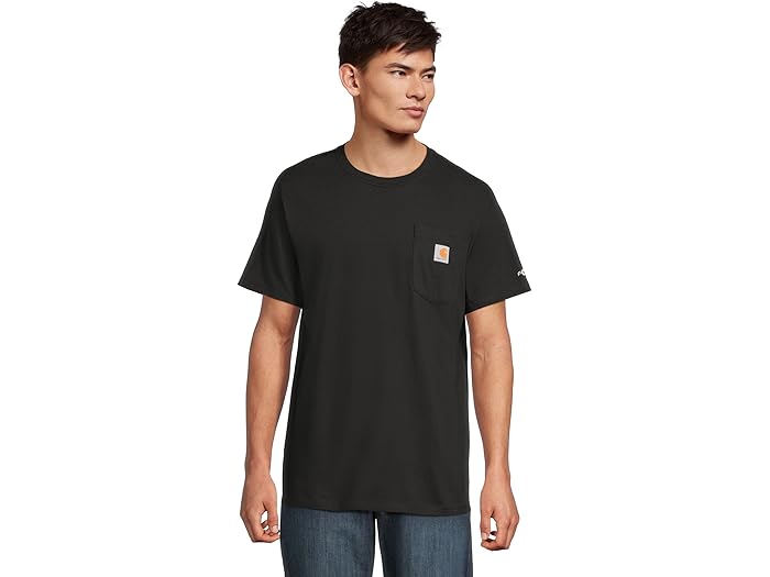 (取寄) カーハート メンズ フォース リラックスド-フィット フィット ミッドウエイト ショート スリーブ ポケット T-シャツ Carhartt men Force Relaxed Fit Midweight Short Sleeve Pocket T-Shirt Black
